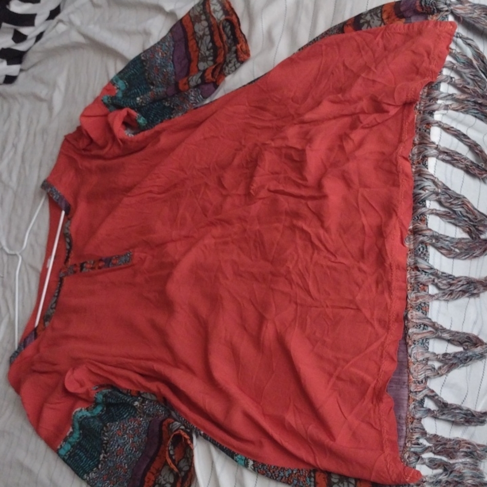 Red solid blouse